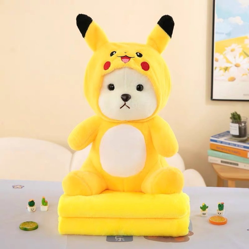 Κουβέρτα Fleece 100x150cm Με Λούτρινο Αρκουδάκι Κίτρινο KLZ-310