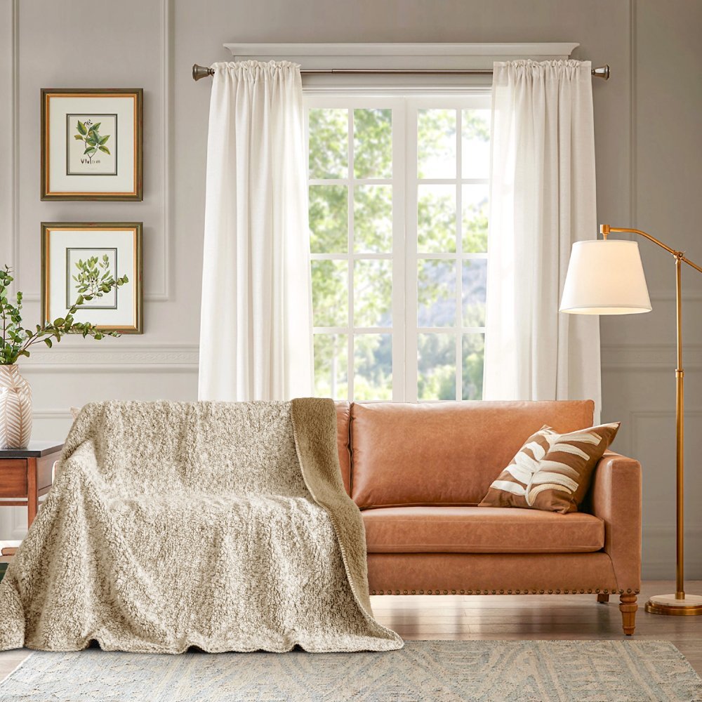 Εκρού Καφέ Κουβέρτα Sherpa Γούνα Supersoft Plush 220x240cm KLZ-11