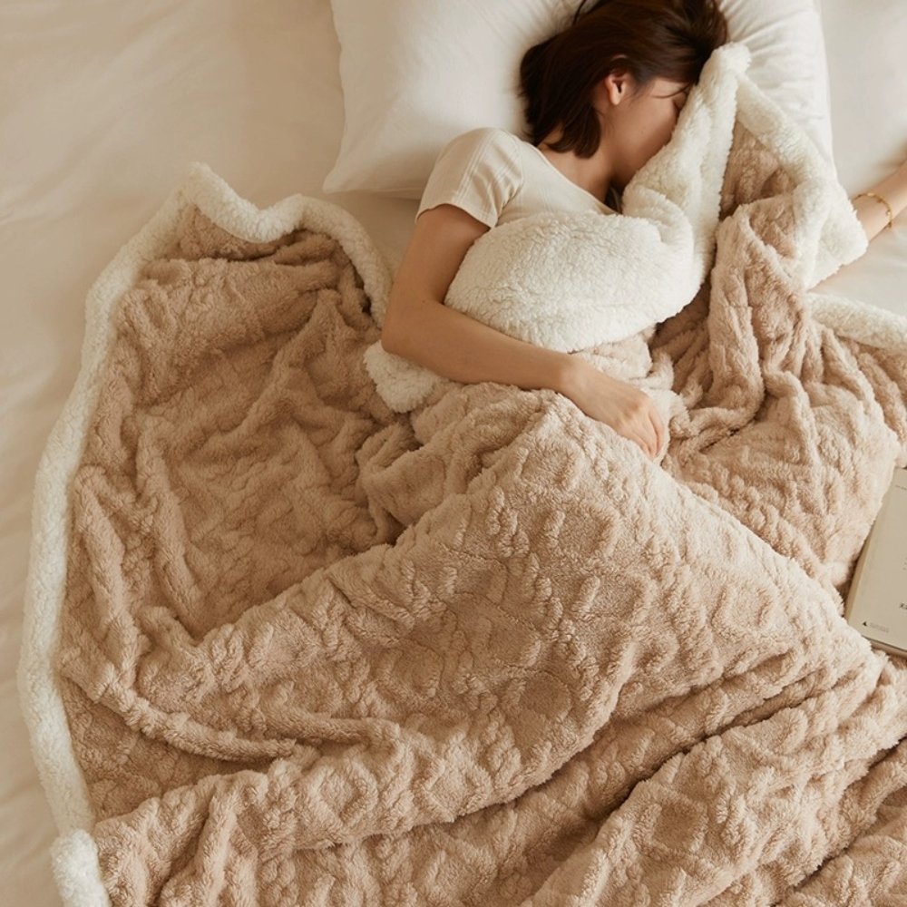 Μπεζ Κουβέρτα Προβατάκι Sherpa Διπλή 220x240cm 3kg KLZ-126