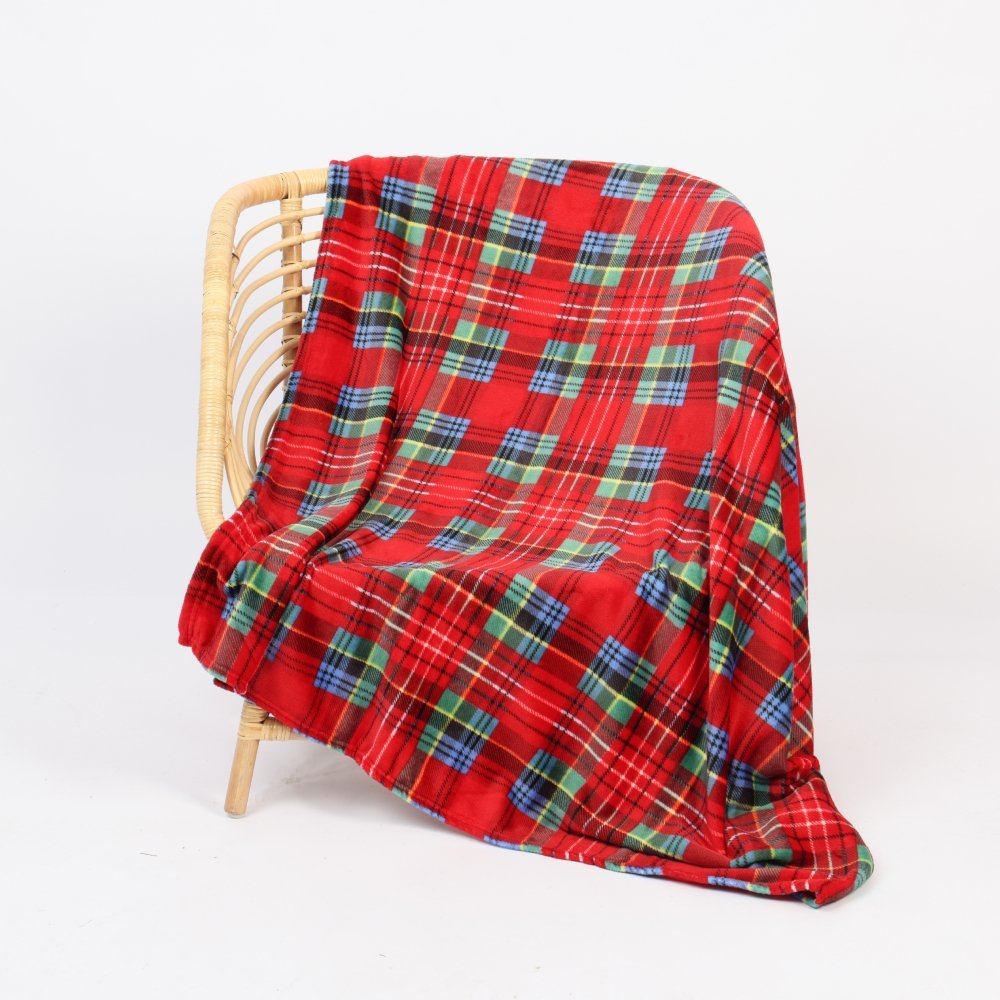 Κουβέρτα Flannel Fleece Καρό Κόκκινο Υπέρδιπλη 220x240cm KLZ-152