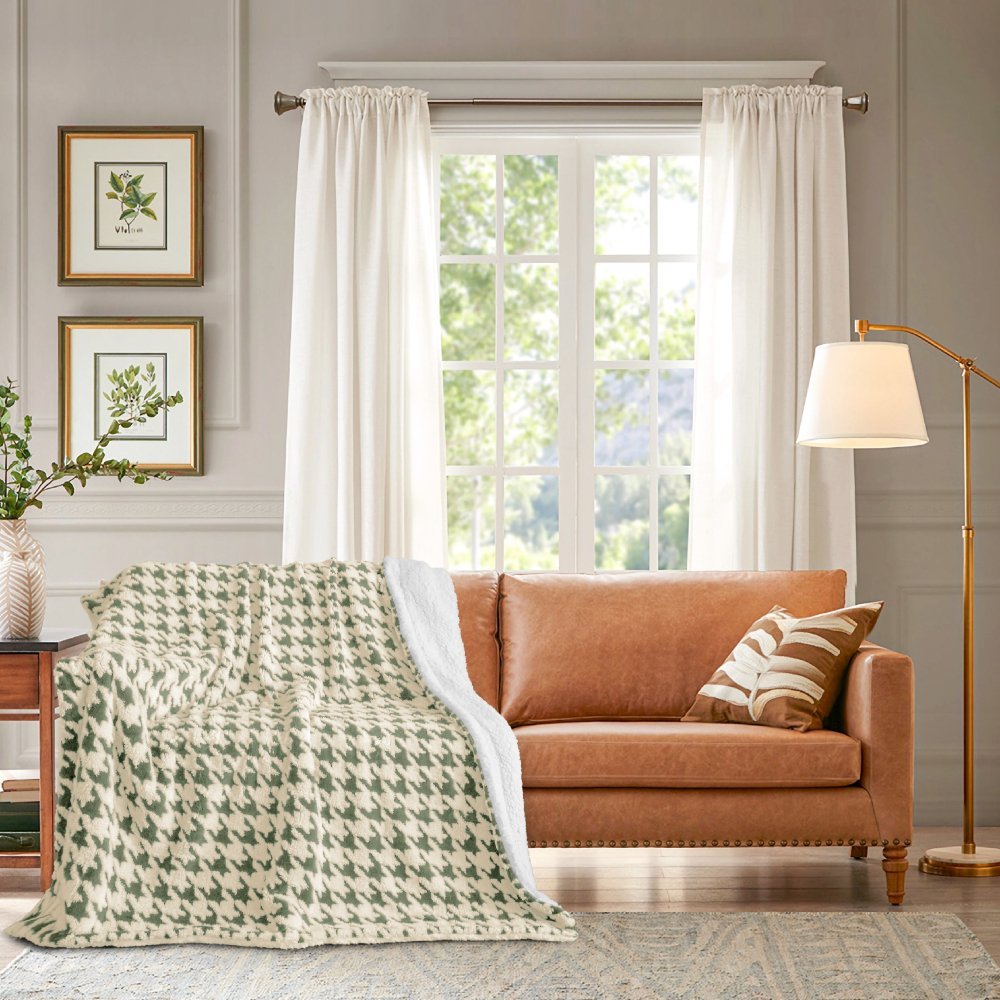 Πράσινο με Εκρού Κουβέρτα Sherpa Γούνα 220x240cm KLZ-17