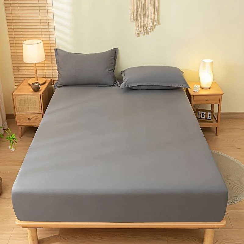 Διπλό Μονόχρωμο Σεντόνι με λάστιχο Γκρί KLZ-276