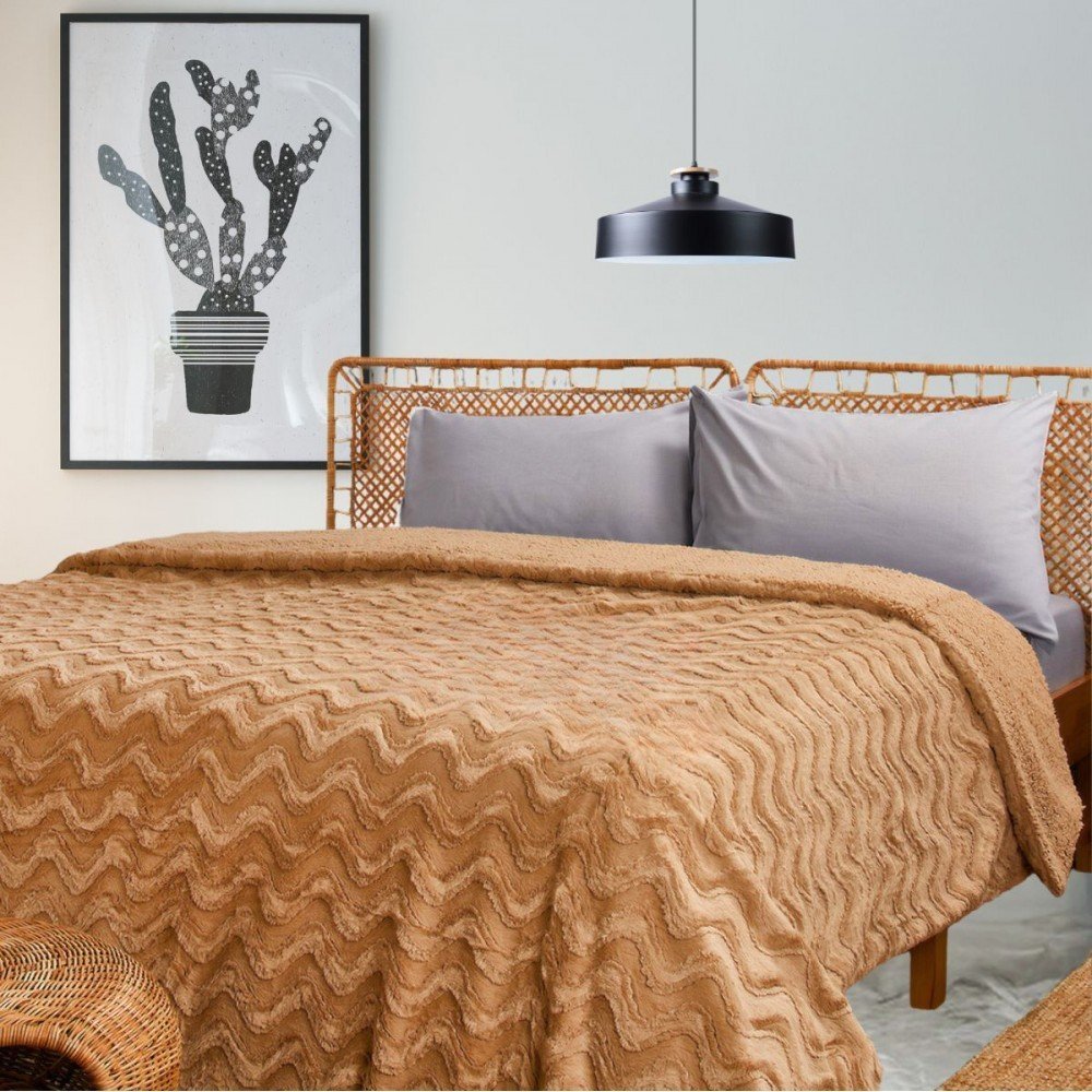 Μόκα Κουβέρτα Fleece Με Γουνάκι Υπέρδιπλη (220x240) Βάρους 3kg KLZ-05