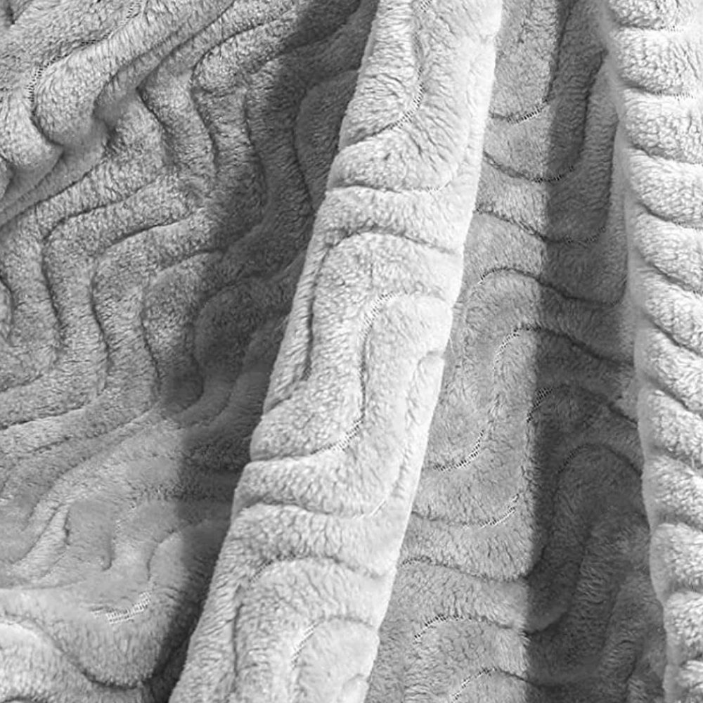 Κουβέρτα Ανοιχτό Γκρι Coral Fleece Waves Ημίδιπλη 160x220 KLZ-53 - Image 3