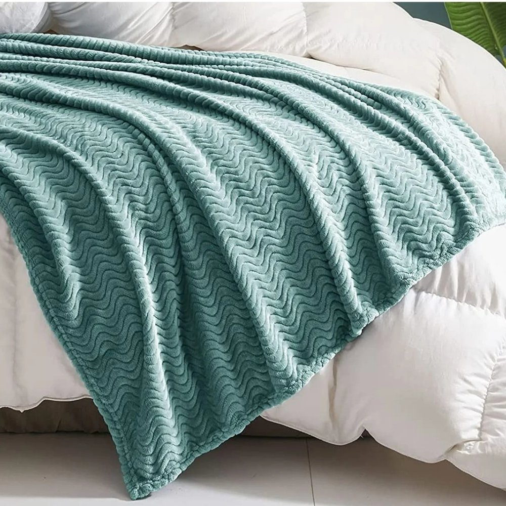 Κουβέρτα Μέντα Coral Fleece Waves Ημίδιπλη 160x220 KLZ-55