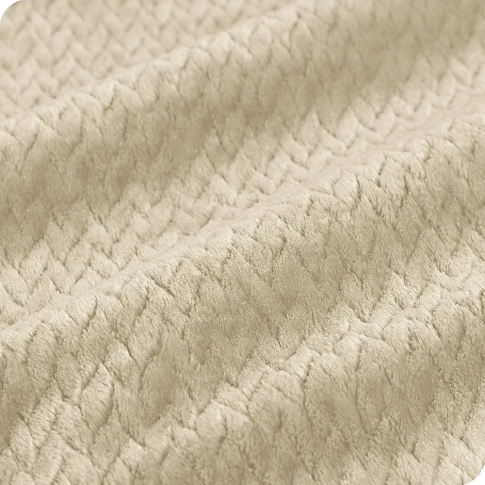 Κουβέρτα Εκρού Coral Fleece Waves Ημίδιπλη 160x220 KLZ-60 - Image 4