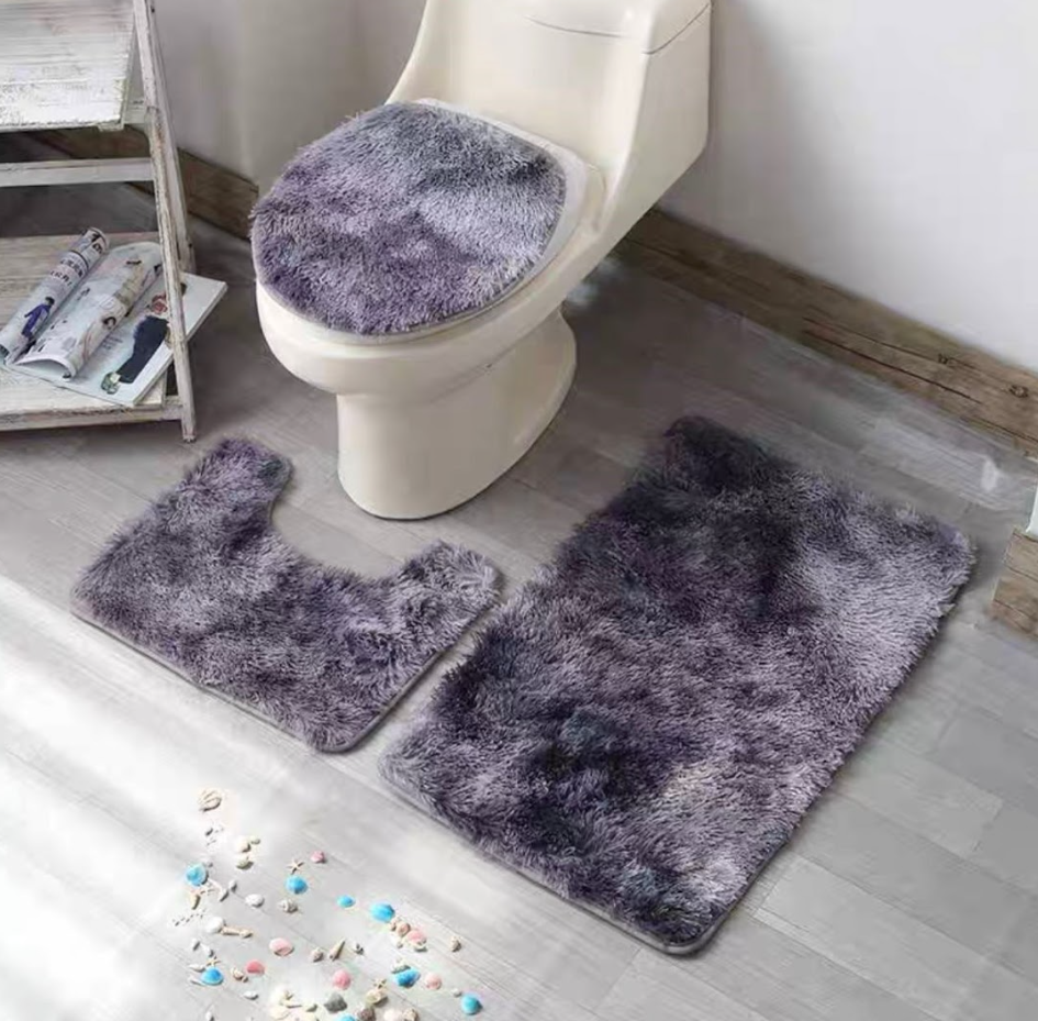 Σετ Πατάκια Μπάνιου 3Τμχ Γκρι-Μωβ Shaggy KLZ-715