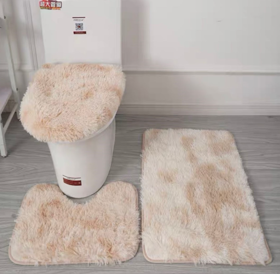 Σετ Πατάκια Μπάνιου 3Τμχ Εκρού-Μπεζ Shaggy KLZ-716