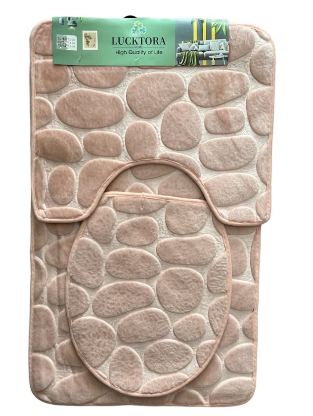 Σετ Πατάκια Μπάνιου χρώμα άμμου 3 Τεμαχίων KLZ-728