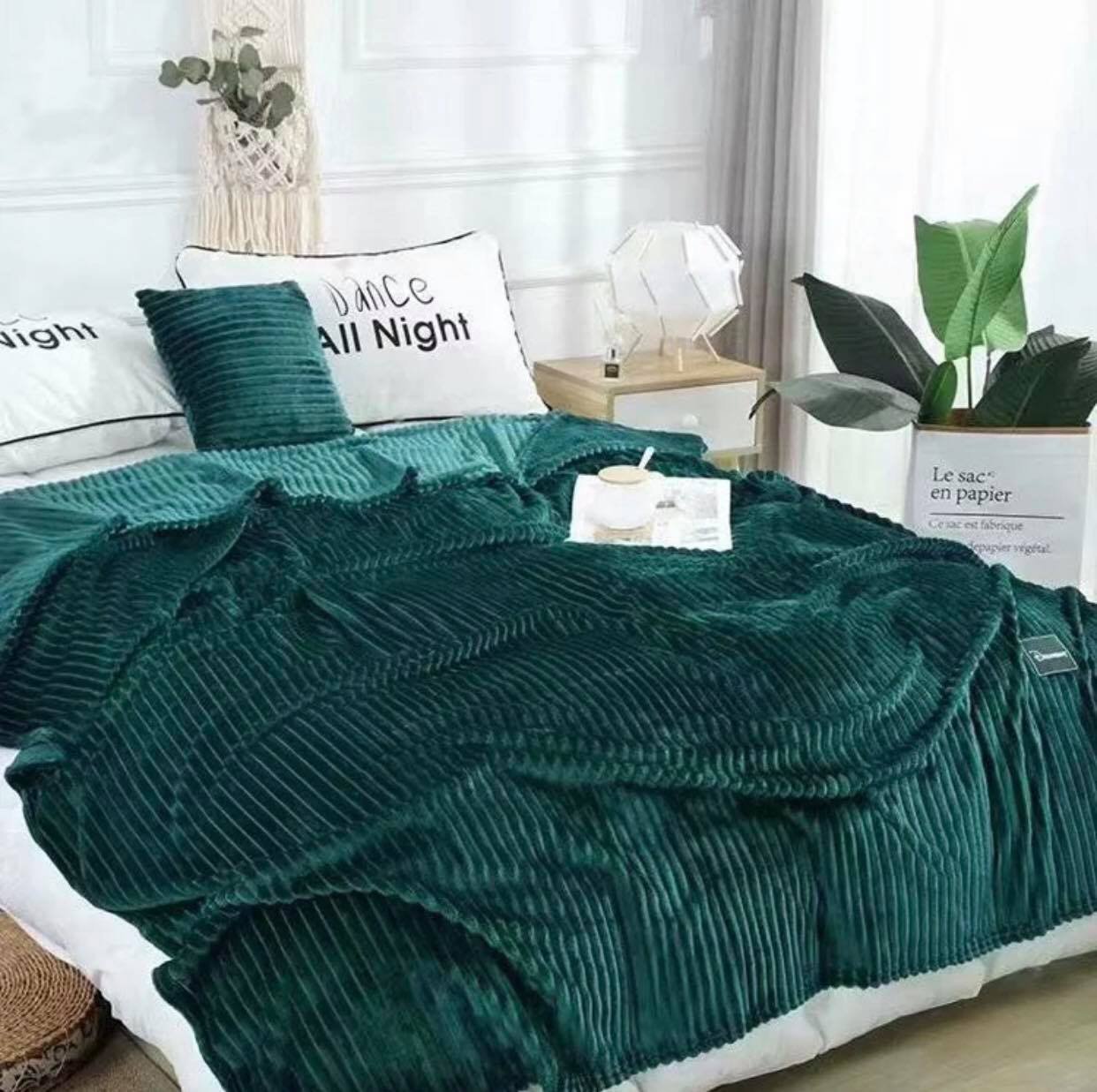 Stripes Πράσινο Κουβέρτα Fleece Super Soft 220X240 KLZ-76