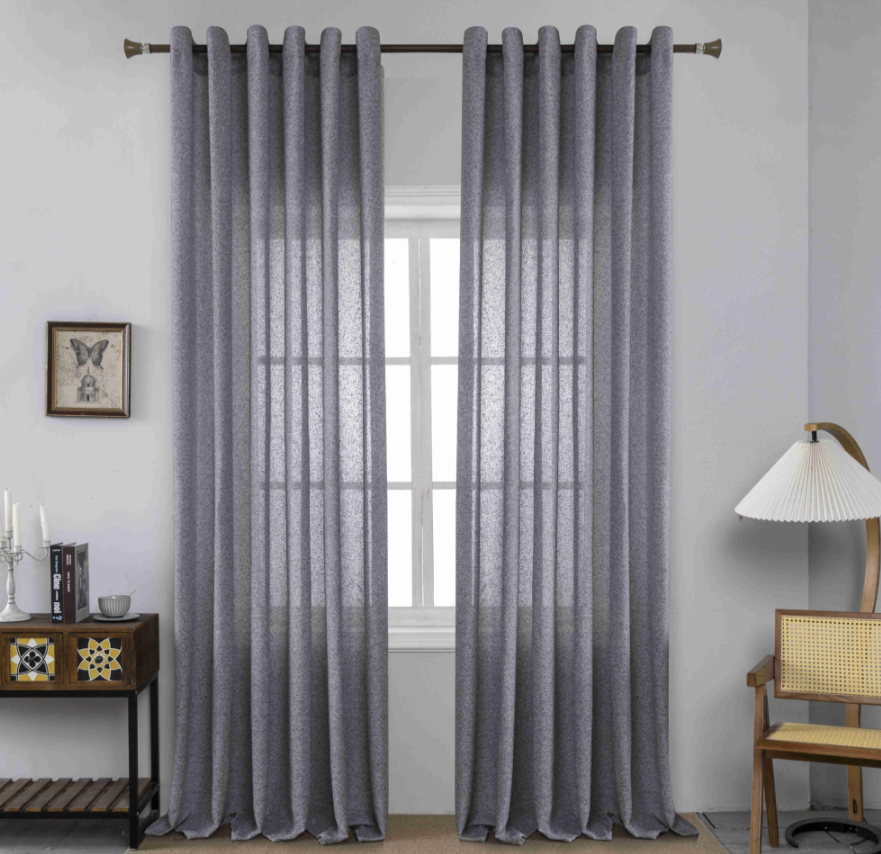 Κουρτίνα 80% Σκίασης Χοντρό Λινό Γκρι με Κρίκο Υ275xΦ270cm KLZ-767