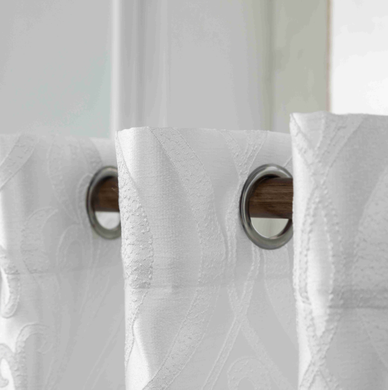 Κουρτίνα Σκίασης Ζακάρ Classic Λευκή Με Κρίκο Υ280xΦ270cm KLZ-811 - Image 3