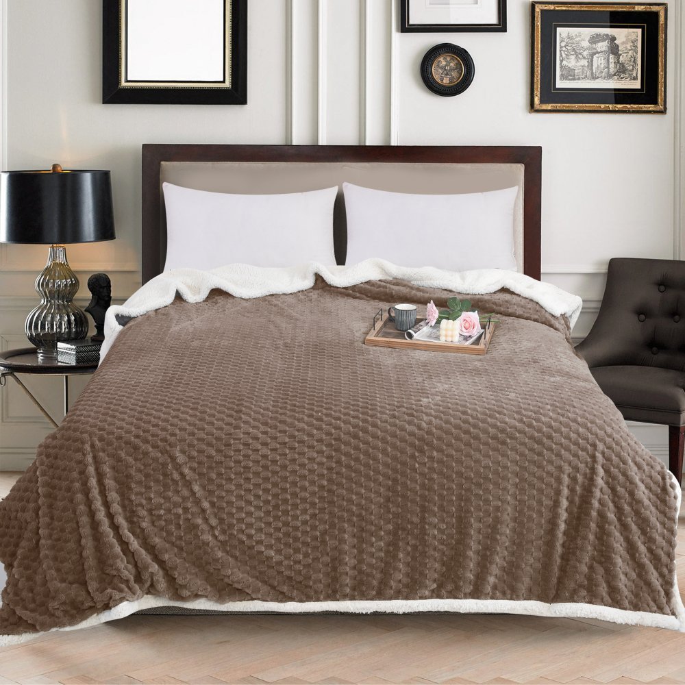 Καφέ Κουβέρτα Προβατάκι Sherpa Υπέρδιπλη 220x240cm 3kg KLZ-85
