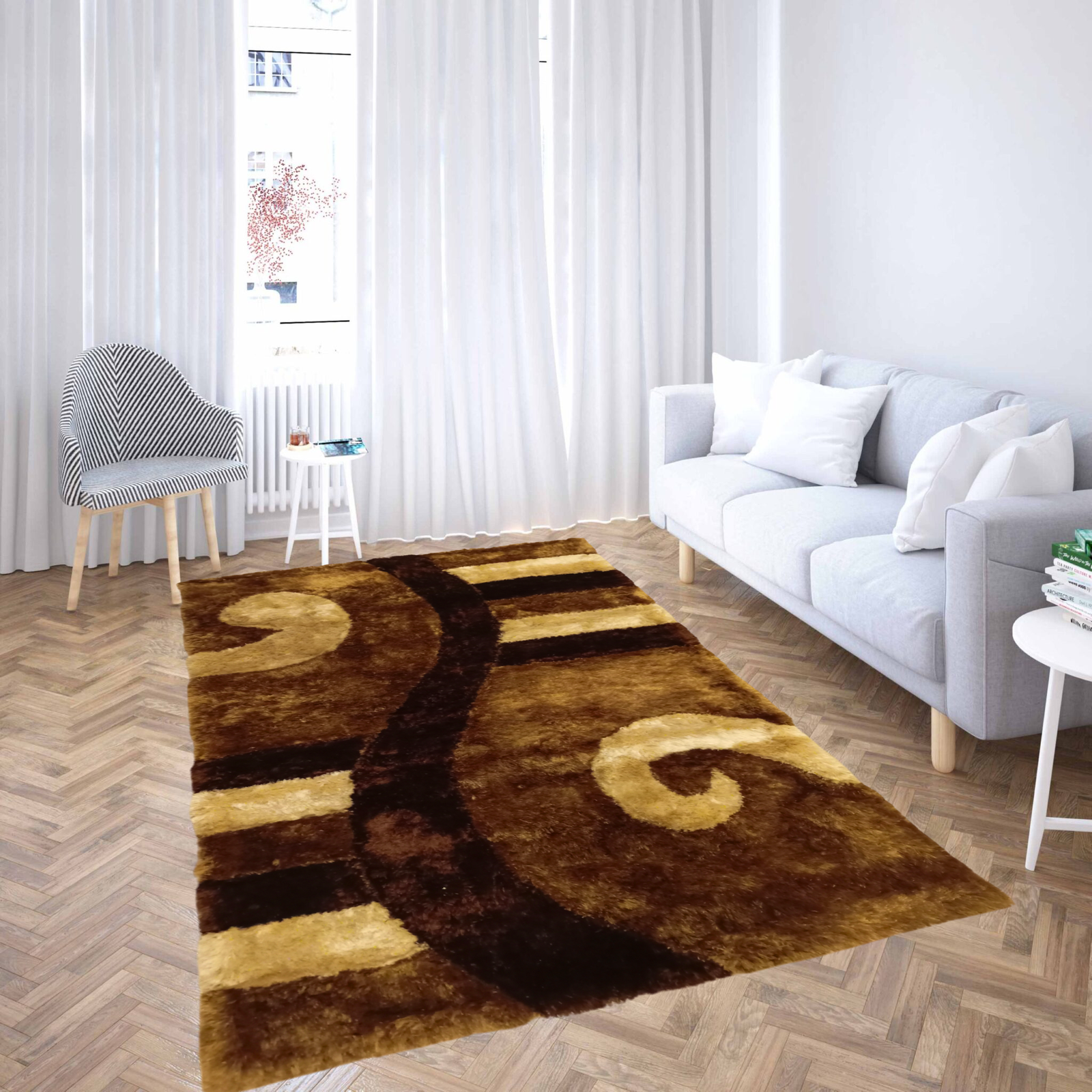 Shaggy Polyester χαλί 3D ανάγλυφο αποχρώσεις του καφέ 01 120Χ180cm KLZ-1000