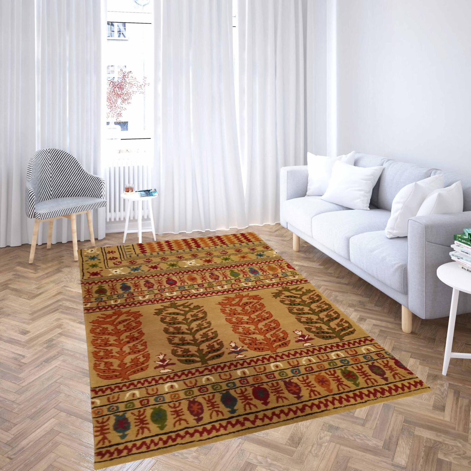 Μάλλινο χαλί Hand tufted αποχρώσεις του μπεζ 011 120Χ180cm KLZ-1010