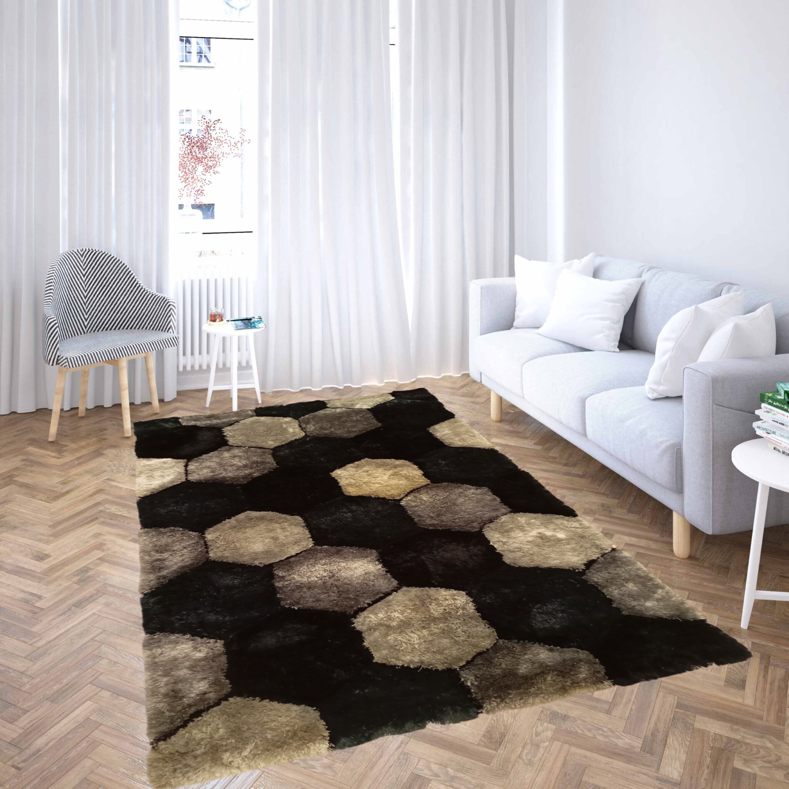 Shaggy Polyester χαλί 3D ανάγλυφο αποχρώσεις του μπεζ 015 120Χ180cm KLZ-1014