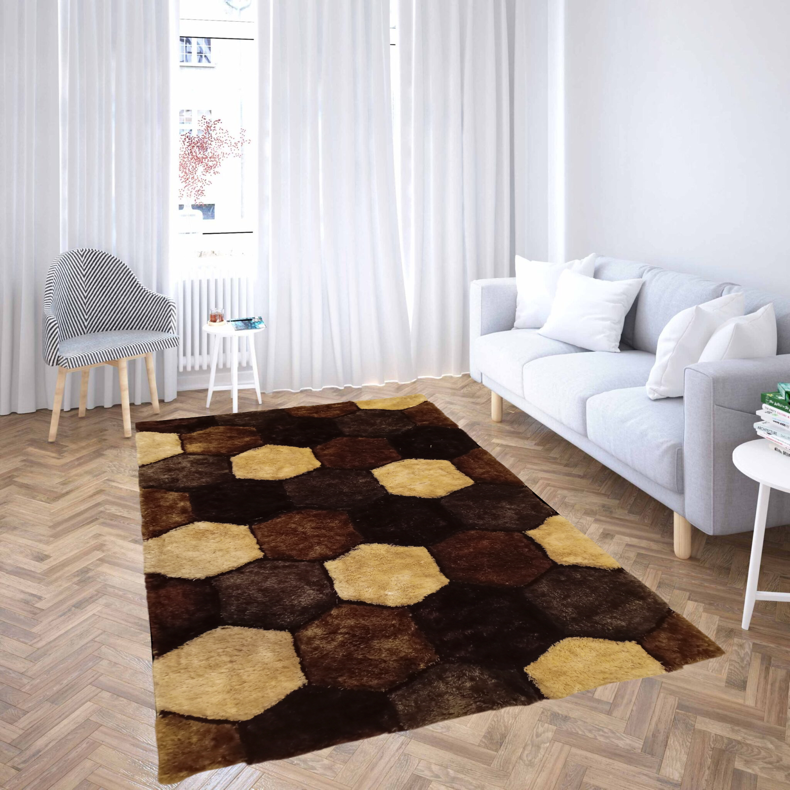 Shaggy Polyester χαλί 3D ανάγλυφο αποχρώσεις του μπεζ 019 120Χ180cm KLZ-1018