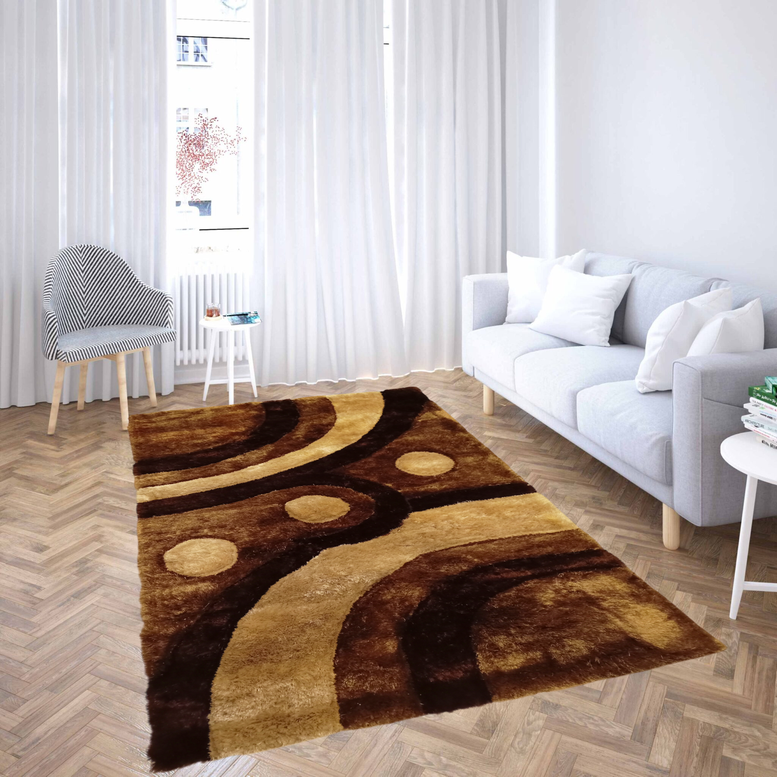 Shaggy Polyester χαλί 3D ανάγλυφο αποχρώσεις του καφέ 03 120Χ180cm KLZ-1002