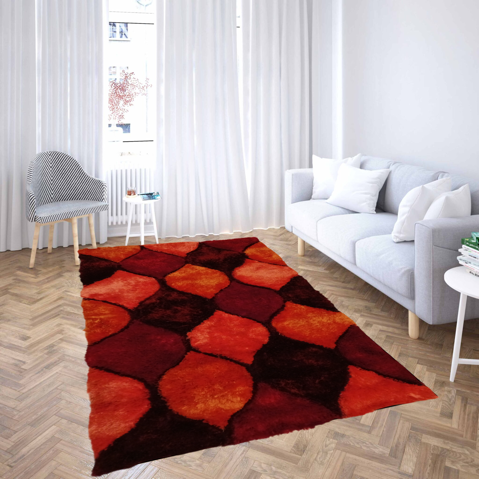 Shaggy Polyester χαλί 3D ανάγλυφο αποχρώσεις του κόκκινου 041 90×150 cm KLZ-1040