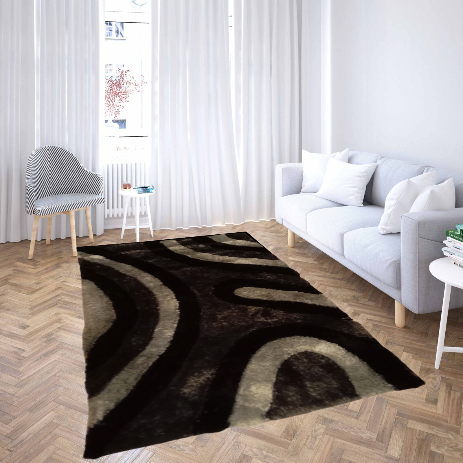 Shaggy Polyester χαλί 3D ανάγλυφο αποχρώσεις του γκρι 046 90×150 cm KLZ-1045