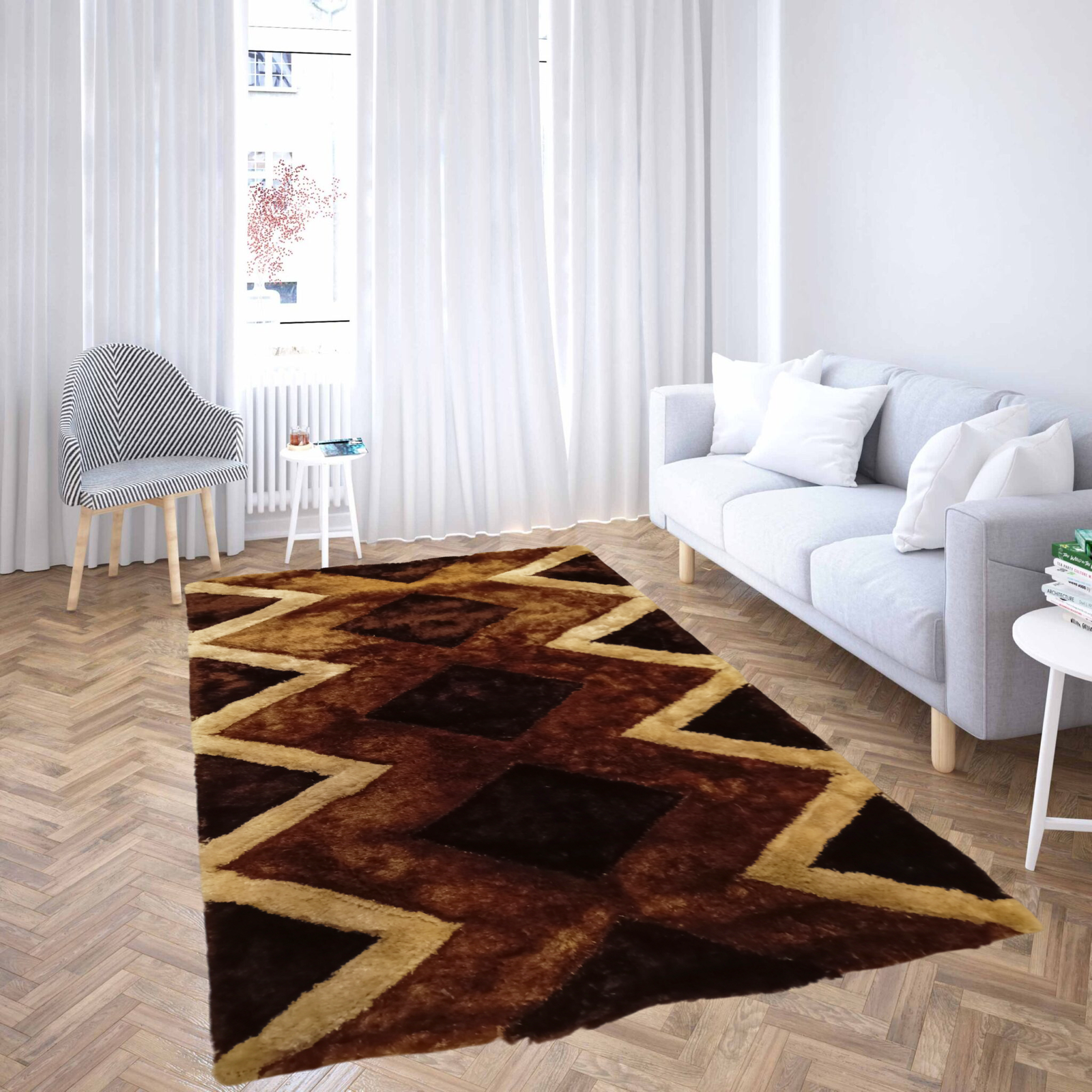 Shaggy Polyester χαλί 3D ανάγλυφο αποχρώσεις του καφέ 04 120Χ180cm KLZ-1003