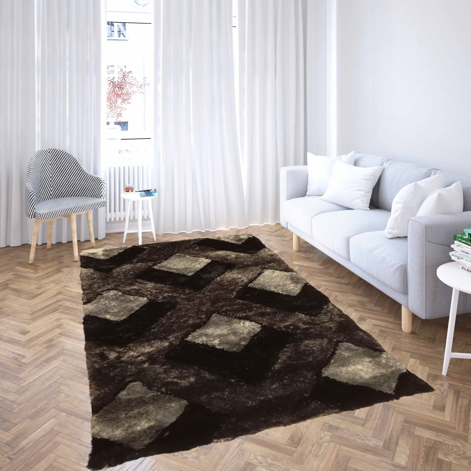 Shaggy Polyester χαλί 3D ανάγλυφο αποχρώσεις του γκρι 047 90×150 cm KLZ-1046