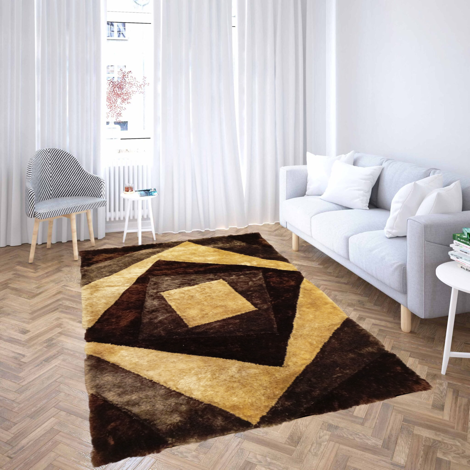 Shaggy Polyester χαλί 3D ανάγλυφο αποχρώσεις του καφέ 05 120Χ180cm KLZ-1004