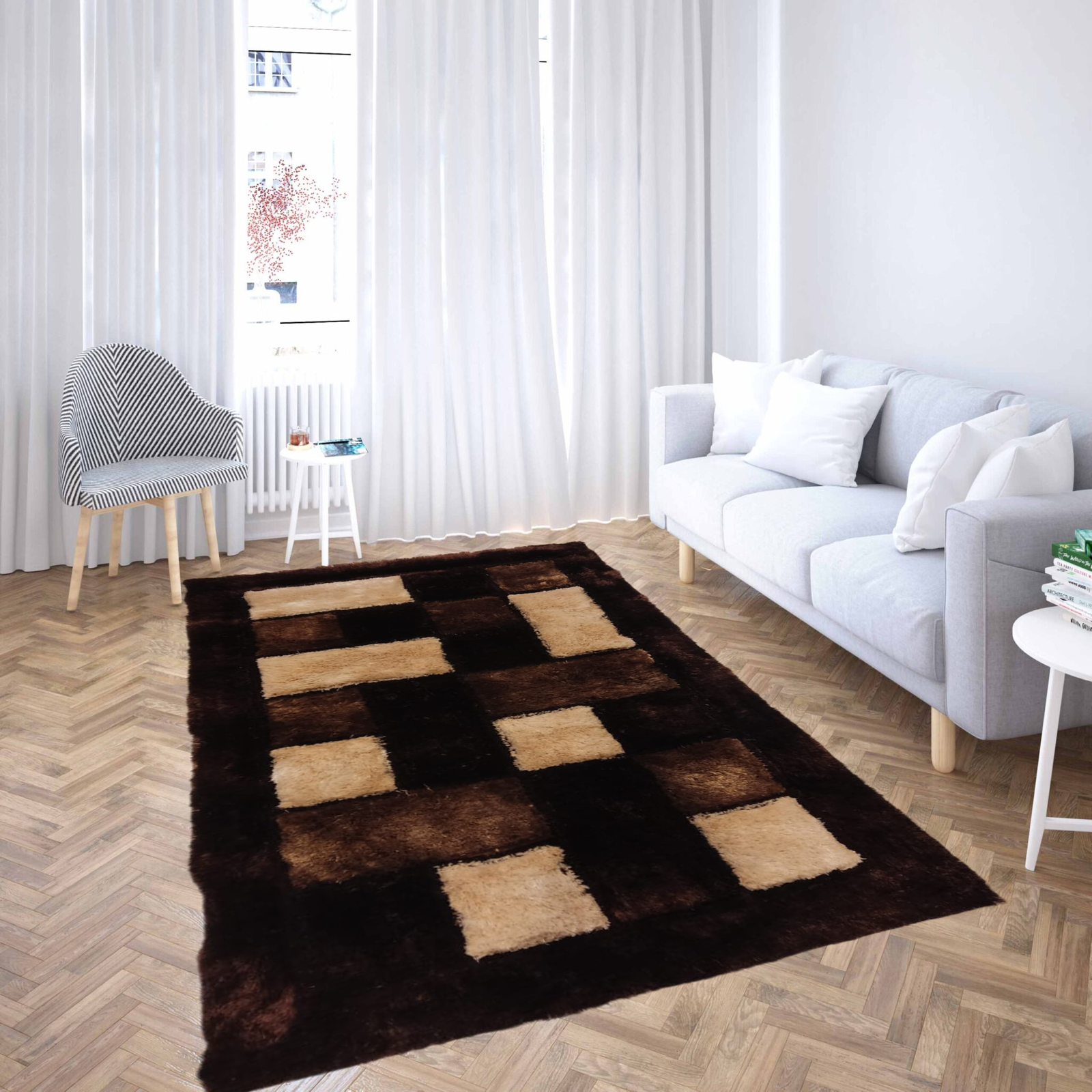 Shaggy Polyester χαλί αποχρώσεις του καφέ-μπεζ 062 90X150cm KLZ-1061