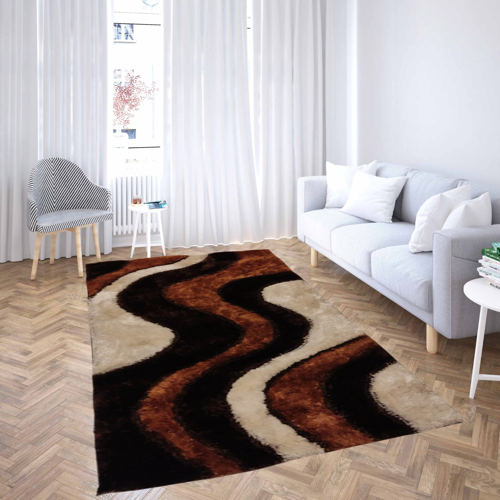 Shaggy Polyester χαλί αποχρώσεις του μπεζ-καφέ 059 90X150cm KLZ-1058